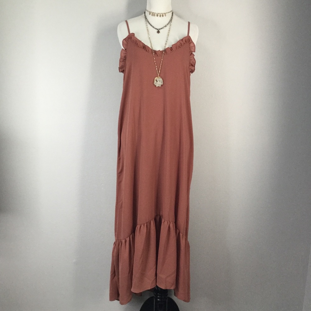 Rose / Mauve Ruffled Maxi Dress